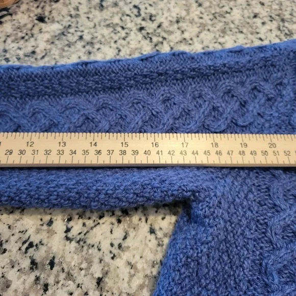 Aran Crafts Ireland Merino Wool Cable Knit Cardigan Sweater Womens Large Blue - Picture 6 of 10